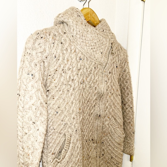ARAN CRAFTS Aran Knit Coatigan with Celtic Knot Side Zip in Oatmeal SZ: Small - Picture 7 of 15